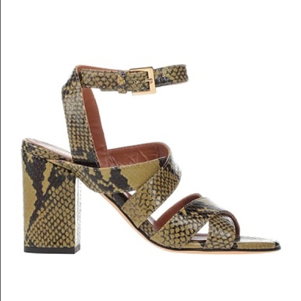 Paris Texas olive green snakeskin effect sandals size 39 EU